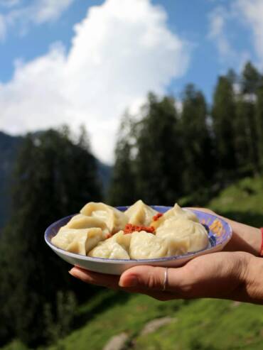Local delicacy – momos by Kalzang Dhaba near GlampEco Manali, Himachal