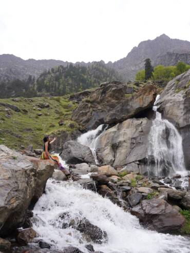 Waterfall visit on Hamta Pass day hike with GlampEco Manali