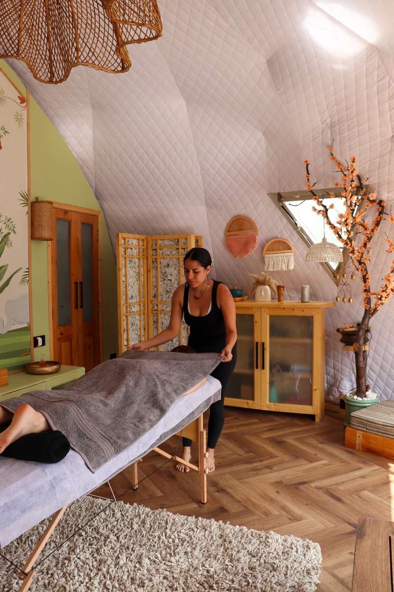 Soothing massage session at Zen Sanctuary Spa GlampEco in Sethan
